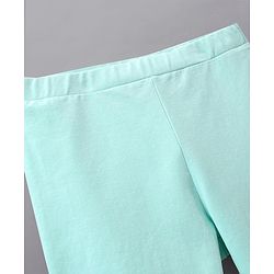 Pine Kids Cotton Knit Three Fourth Length Biowashed Solid Color Stretchable Leggings - Mint Blue