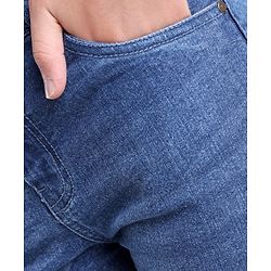 Pine Kids Full Length Cotton Elastane Washed Wide Leg Denim Jeans - Blue