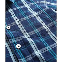 Pine Kids 100% Cotton Half Sleeves Checked Shirt- Blue