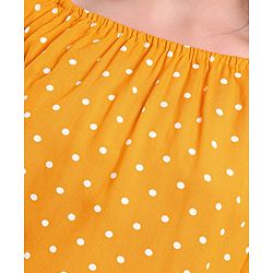 Pine Kids Rayon Woven Full Sleeves Off Shoulder Top Polka Dot Print- Yellow