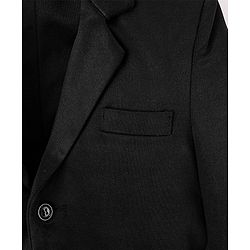 Pine Kids Full Sleeves Knitted Solid Color Blazer - Black