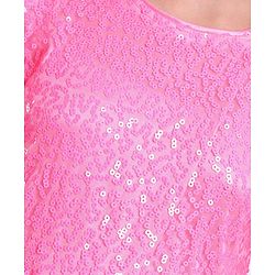 Pine Kids Half Sleeves Sequined Knee Length Party Dress with Asymmetrical Hem- Pink
