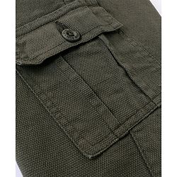 Pine Kids Cotton Elastane Full Length Multi Pocket Solid Jogger- Green