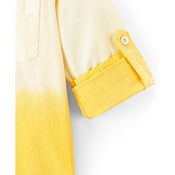 Pine Kids 100% Cotton Full Sleeves Solid Shirt with Dip Dye Effect - Yellow