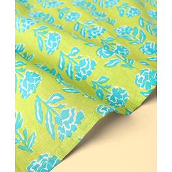 Pine Kids Cotton Full Sleeves Kurta & Pyjama Set With Floral Print - Lime Green