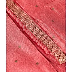 Pine Kids Full Sleeves Solid Kurta Pyjama Set with Printed Bandi- Peach