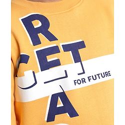 Pine Kids Full Sleeves Round Neck Biowashed Sweatshirt Text Print - Yellow