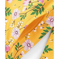 Pine Kids 100% Cotton Knit Full Sleeves Front Open Hooded Biowashed Sweatshirt Floral Print - Yellow