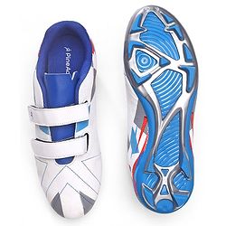 Pine Active Velcro Closure Soccer Shoes - White & Blue