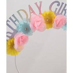 Pine Kids Free Size Birthday Girl Hair Band with Flowers - Multicolor