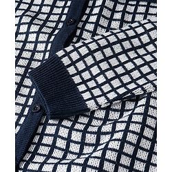 Pine Kids Knit Full Sleeves Sweater Set Checkered - Blue