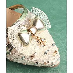 Pine Kids Buckled Bellies with Bow & Sequine Detailing - Golden