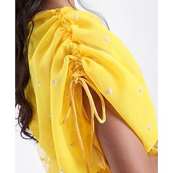 Pine Kids Embroidered Adjustable Sleeves Lehanga Choli Set with Dupatta - Yellow