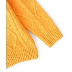 Pine Kids Full Sleeves Sweater Set With Cable Knit - Mustard Yellow