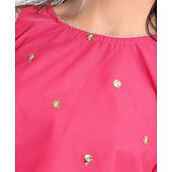 Pine Kids All Over Embroidered Half Sleeves Choli Lehenga Set With Dupatta - Pink