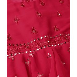 Pine Kids Half Sleeves Floral Embroidered Choli Lehenga Set With Dupatta- Pink
