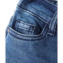 Pine Kids Cotton Elastane Full Length Washed Denim Jeans - Mid Blue