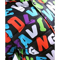 Pine Kids Woven Full Sleeves Text Printed Medium Winter Hooded Jacket - Multicolor