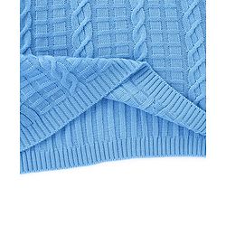 Pine Kids Full Sleeves Cable Knit Sweater Dress - Light Blue