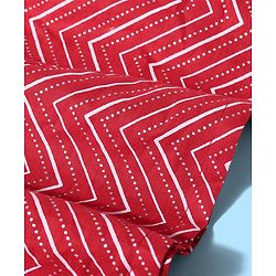 Pine Kids Full Sleeves Chevron Printed Kurta Pyjama Set- Red