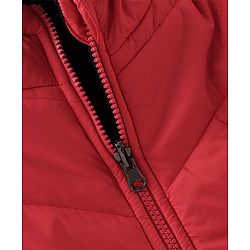 Pine Kids Woven Full Sleeves Reversible Jacket With Solid Colour - Red