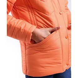 Pine Kids Full Sleeves Solid Colour Medium Winter Hooded Jacket - Orange