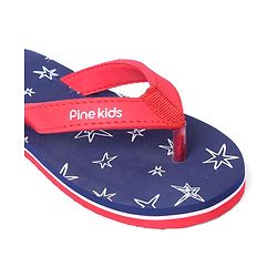 Pine Kids Slip On Flip Flops Star Print - Blue & Red