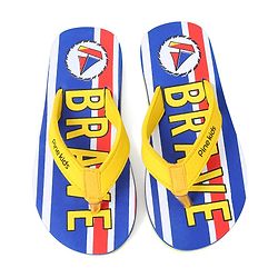 Pine Kids Slip On Flip Flops Brave Print - Blue & Yellow