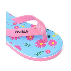 Pine Kids Slip On Flip Flop Floral Print - Pink & Blue