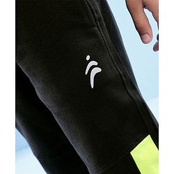 Pine Active Cotton Lycra Full Length Stretchable Anti Bacterial Solid Color Joggers - Black