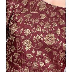 Pine Kids Woven Half Sleeves Brocade Choli Lehenga Set With Dupatta- Maroon