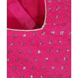 Pine Kids Embroidered Half Sleeves Choli Lehenga Set- Pink