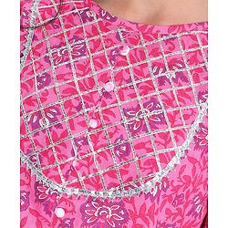Pine Kids Cotton Three Fourth Sleeves Printed Choli & Tie Dye Lehenga Set- Pink