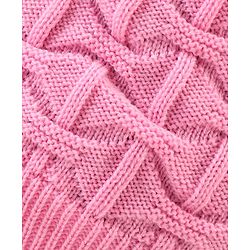 Pine Kids Knitted Cable Knit Design Woolen Cap Pink - Diameter 13 cm