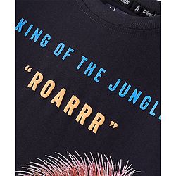 Pine Kids 100% Cotton Knit Half Sleeves T-Shirt Lion Print - Black