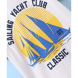 Pine Kids Cotton Half Sleeves T-Shirt Sailing Yacht Club Print - Snow White
