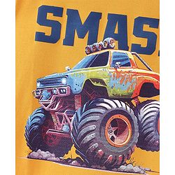 Pine Kids Half Sleeves Smash Printed T-Shirt - Old Gold