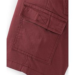 Pine Kids Cotton Woven Elastane Above Knee Length Solid Color Shorts - Brick Red