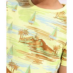 Pine Kids Cotton Knit Half Sleeves Scenery Printed T-Shirt - Tender Yellow