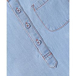 Pine Kids Woven Half Sleeves Washed Denim Shirt - Ice Blue