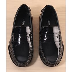 Pine Kids Slip On Loafer Shoes - Black