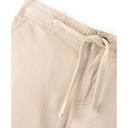 Pine Kids Cotton Woven Above Knee Length Shorts with Adjustable Elasticated Waist Solid Colour- Beige
