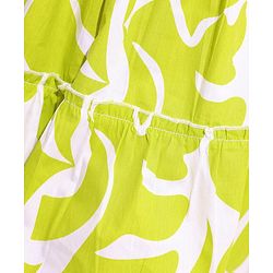 Pine Kids 100% Cotton Woven Ruffled Sleeves All Over Abstract Printed Smoked Dress - Lime Green