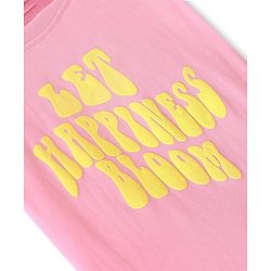 Pine Kids Cotton Knit Half Sleeves T-Shirt Happiness Print - Pink