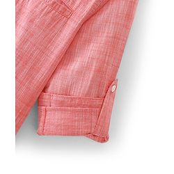 Pine Kids Cotton Full Sleeves Roll Up Shirt With Mandarin Collar - Orange