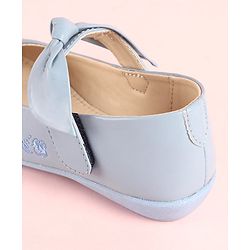 Pine Kids Party Wear Belly Shoes Bow Applique - Sky Blue