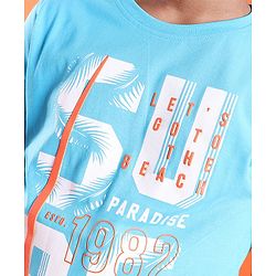 Pine Kids Cotton Half Sleeves T-Shirt Surf Print - Blue