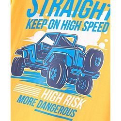 Pine Kids Cotton Knit Half Sleeves T-Shirt With Jeep Print - Yellow