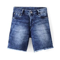 Pine Kids Cotton Elastane Knee Length Washed Denim Shorts - Blue