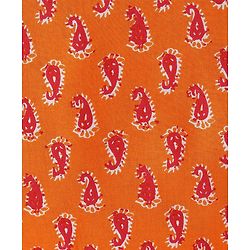 Pine Kids 100% Cotton Sleeveless Kurti & Salwar With Dupatta Set Ikat Print - Orange & Pink